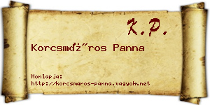 Korcsmáros Panna névjegykártya